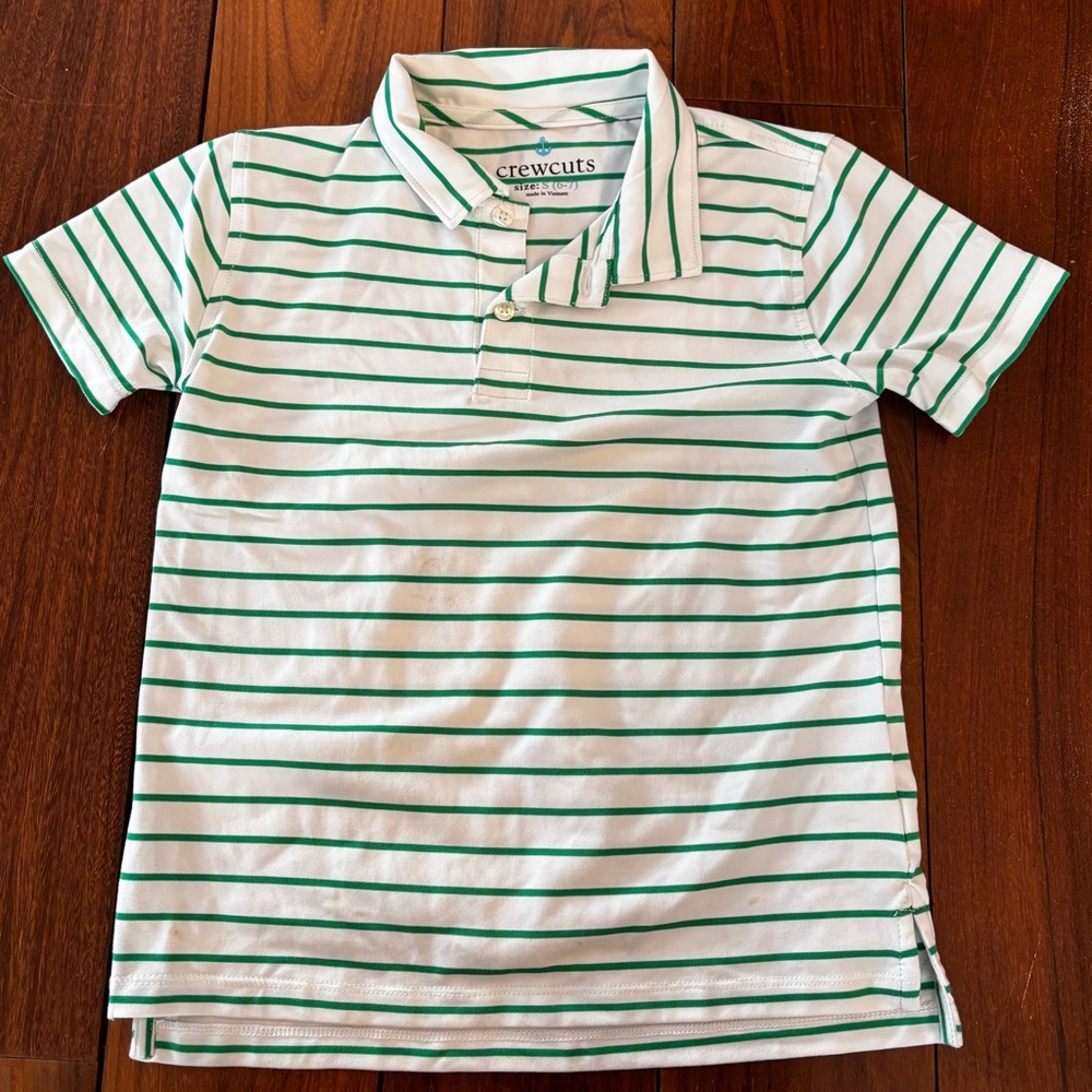Crewcuts Green Striped Kids Polo Shirt